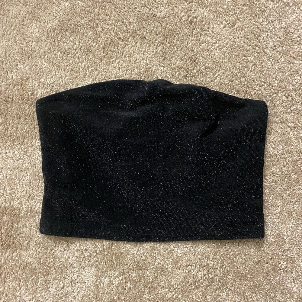 Black Sparkle Tube Top Crop
